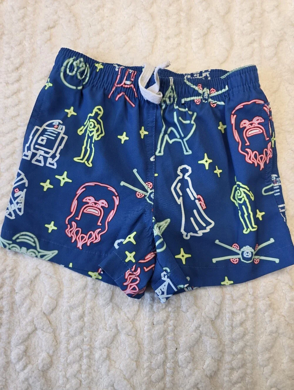 Chubbies x Star Wars Kids Swim Trunks Blue Neon Print Size 3T